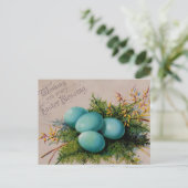 Cartes Pour Fêtes Annuelles Le bleu Eggs des salutations de Pâques (Debout devant)