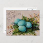 Cartes Pour Fêtes Annuelles Le bleu Eggs des salutations de Pâques (Devant / Derrière)