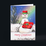 Cartes Pour Fêtes Annuelles Le cadeau de Noël de Snowman<br><div class="desc">Une carte de voeux de Noël avec mon image originale d'un bonhomme de neige souriant tenant un cadeau de Noël le jour de Noël.</div>
