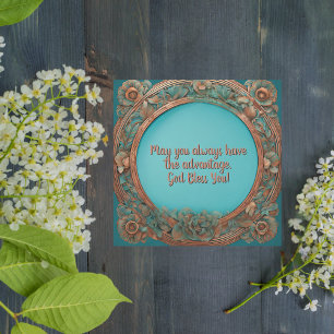 Cartes Pour Fêtes Annuelles Le cadre floral en cuivre et turquoise