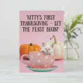 Cartes Pour Fêtes Annuelles Le charme d'un tout petit chaton blanc Thanksgivin (Debout devant)
