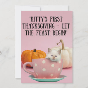 Cartes Pour Fêtes Annuelles Le charme d'un tout petit chaton blanc Thanksgivin