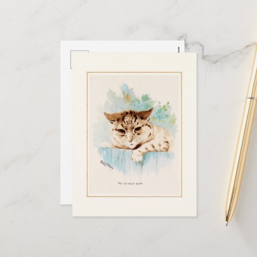 Cartes Pour Fêtes Annuelles Le chat à côté par Louis Wain (Devant/Arrière en situation)