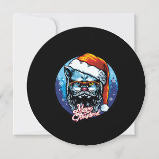 Cartes Pour Fêtes Annuelles Le chat au Père Noël souhaite Joyeux Noël