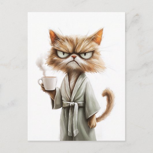 Cartes Pour Fêtes Annuelles Le chat Grumpy a besoin de café (Devant)