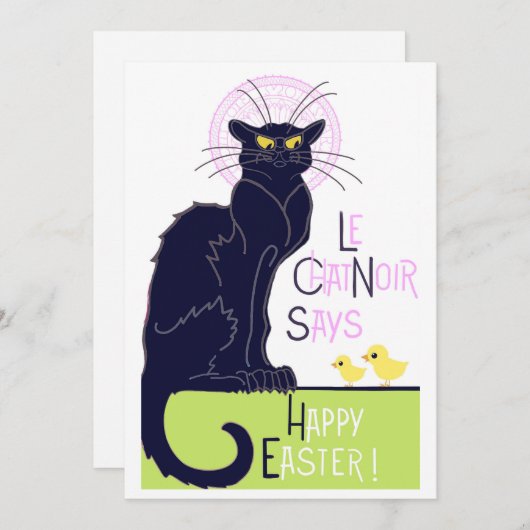 Cartes Pour Fêtes Annuelles Le Chat Noir dit Joyeuses Pâques (Devant / Derrière)