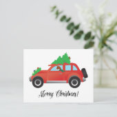 Cartes Pour Fêtes Annuelles Le chien de Basenji conduit une voiture rouge avec (Debout devant)