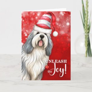 Cartes Pour Fêtes Annuelles Le chien de berger anglais libère la joie Noël