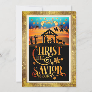 Cartes Pour Fêtes Annuelles "Le Christ Sauveur est né" Nativité Noël