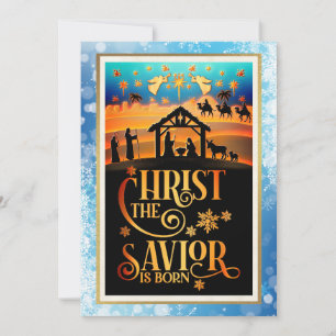 Cartes Pour Fêtes Annuelles "Le Christ Sauveur est né" Nativité Noël