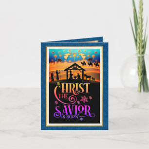 Cartes Pour Fêtes Annuelles "Le Christ Sauveur est né" Noël de la Nativité