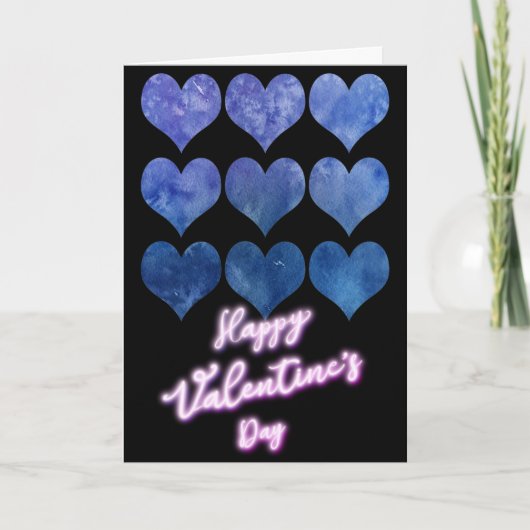 Cartes Pour Fêtes Annuelles Le coeur bleu moderne Saint Valentin (Devant)