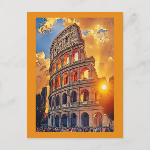 Cartes Pour Fêtes Annuelles Le Colisée Peinture au coucher du soleil Rome, Ita