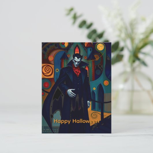Cartes Pour Fêtes Annuelles Le Comte Dracula Happy Halloween (Debout devant)
