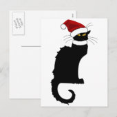 Cartes Pour Fêtes Annuelles Le Conversation Noir Santa Hat Noël (Devant / Derrière)