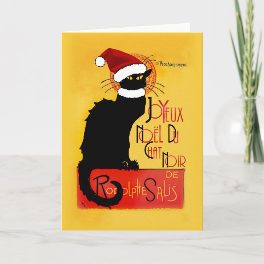Cartes Pour Fêtes Annuelles Le Conversation Noir Santa Hat Noël (Devant)