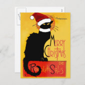 Cartes Pour Fêtes Annuelles Le Conversation Noir Santa Hat Noël (Devant / Derrière)