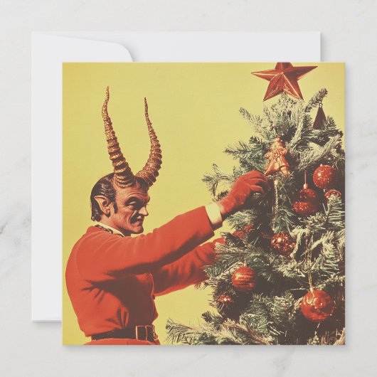 Cartes Pour Fêtes Annuelles Le Diable décore l'arbre (Devant)