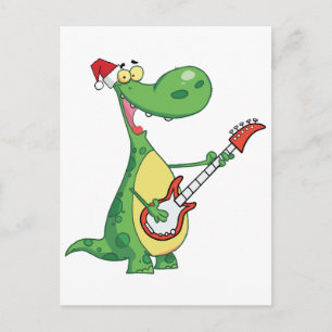 Cartes Pour Fêtes Annuelles Le dinosaure joue la guitare avec le casquette de