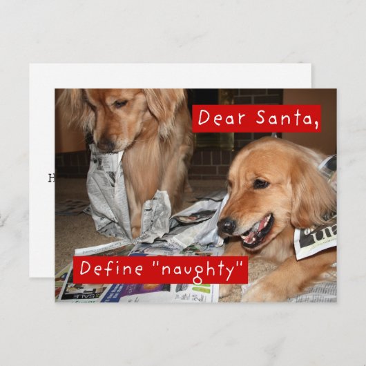 Cartes Pour Fêtes Annuelles Le golden retriever définissent Noël vilain (Devant / Derrière)