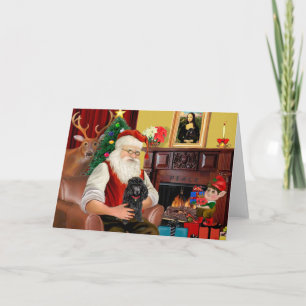Cartes Pour Fêtes Annuelles Le jouet noir de Santa/Min. Caniche
