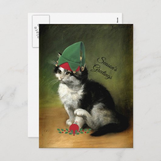 Cartes Pour Fêtes Annuelles Le Kitten, Noël Ancien (Devant / Derrière)
