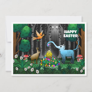 Cartes Pour Fêtes Annuelles Le lapin de Pâques collecte les oeufs de Pâques