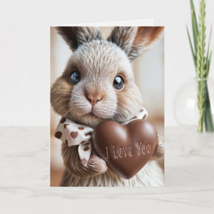 Cartes Pour Fêtes Annuelles Le lapin de Saint Valentin au coeur de chocolat