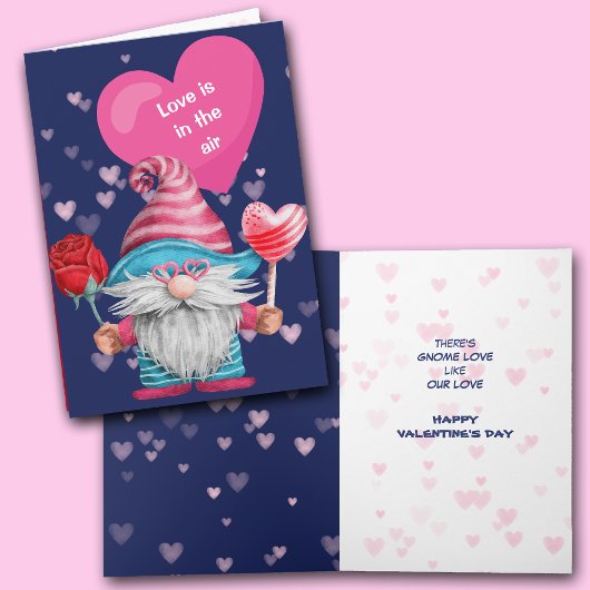 Cartes Pour Fêtes Annuelles Le mignon Gnome Love dans l'Air Valentine Card