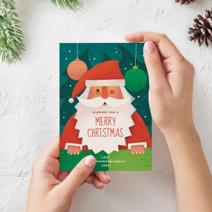 Cartes Pour Fêtes Annuelles Le mignon Père Noël Joyeux voeux de famille de N