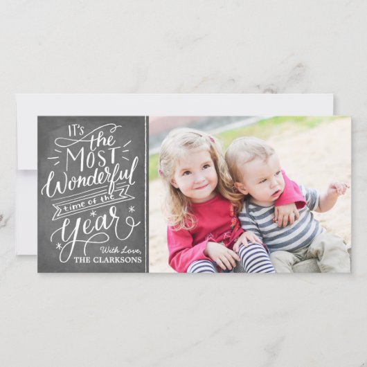 Cartes Pour Fêtes Annuelles Le Most Wonderful Time Hand Lettered Chalkboard (Devant)