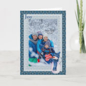 Cartes Pour Fêtes Annuelles Le Motif Blue Grey Star et Noël Snowman (Devant)
