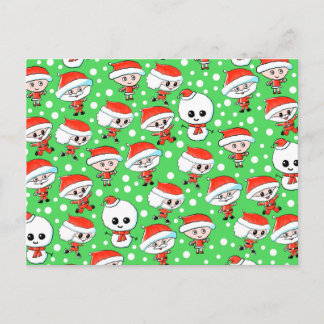 Cartes Pour Fêtes Annuelles Le Motif de Noël Père Noël et Snowman sur Green.