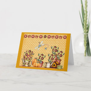 Cartes Pour Fêtes Annuelles Le pays de jaune de tournesol d'or d'automne Prims
