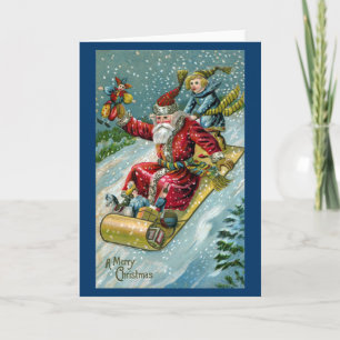 Cartes Pour Fêtes Annuelles Le père noël 1907 sur le toboggan