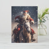 Cartes Pour Fêtes Annuelles Le Père Noël à cheval (Debout devant)