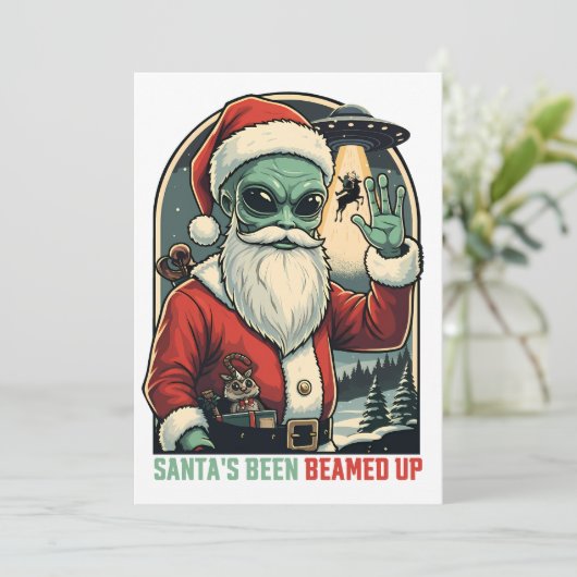 Cartes Pour Fêtes Annuelles Le Père Noël a été téléporté (Debout devant)