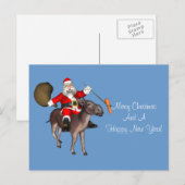 Cartes Pour Fêtes Annuelles Le Père Noël À L'Âne (Devant / Derrière)