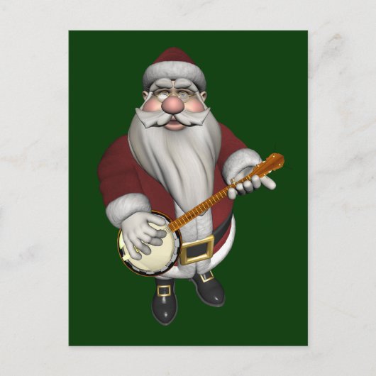 Cartes Pour Fêtes Annuelles Le Père Noël Aime Son Banjo (Devant)