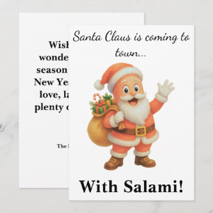 Cartes Pour Fêtes Annuelles Le Père Noël arrive en ville.. Avec du Salami !