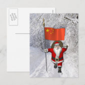 Cartes Pour Fêtes Annuelles Le Père Noël Avec Drapeau De Chine (Devant / Derrière)
