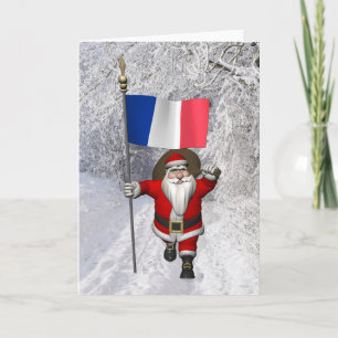 Cartes Pour Fêtes Annuelles Le Père Noël Avec L'Enseigne De La France