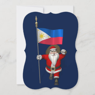 Cartes Pour Fêtes Annuelles Le Père Noël Avec L'Enseigne Des Philippines