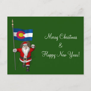 Cartes Pour Fêtes Annuelles Le Père Noël Avec L'Enseigne Du Colorado