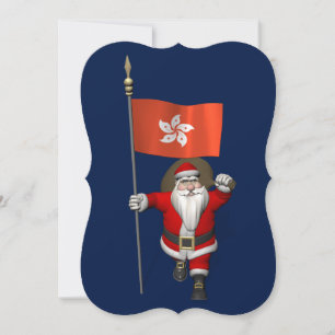 Cartes Pour Fêtes Annuelles Le Père Noël Avec L'Ensigne De Hong Kong