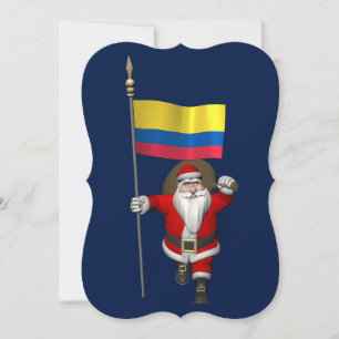 Cartes Pour Fêtes Annuelles Le Père Noël Avec L'Ensigne De La Colombie