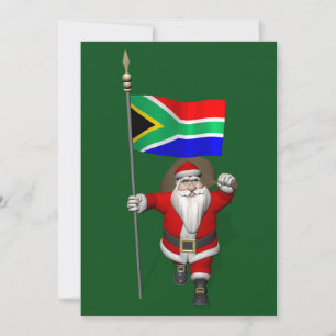 Cartes Pour Fêtes Annuelles Le Père Noël Avec L'Ensigne De L'Afrique Du Sud
