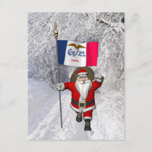 Cartes Pour Fêtes Annuelles Le Père Noël Avec L'Ensigne De L'Iowa