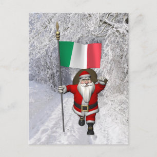 Cartes Pour Fêtes Annuelles Le Père Noël Avec L'Ensigne D'Italie