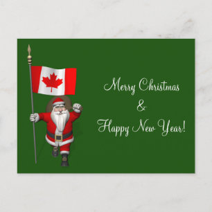 Cartes Pour Fêtes Annuelles Le Père Noël Avec L'Ensigne Du Canada